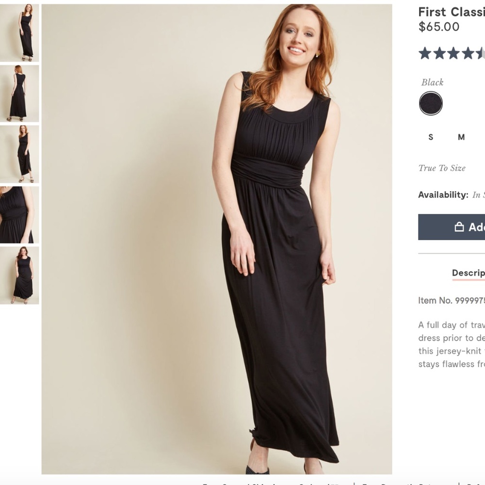 Classic black maxi dress! Modcloth by Gilli, NWOT